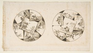 Tegninger til plader taget fra Audrys illustrationer til La Fontaines fabler, efter 1755. af Unbekannt