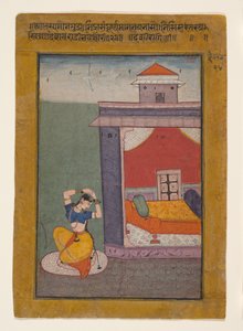 Desvarati Ragini: Folio fra en Ragamala Series Garland of Musical Modes, 1605-0 af Unbekannt
