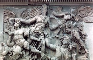 Detalje fra Pergamonalterets store frise, 180-159 f.Kr af Unbekannt