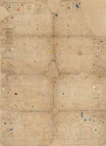 Diagram for en Pichawai, der skildrer Sharad Purnima, efterårets fuldmåne, midten af det 19. århundrede. af Unbekannt