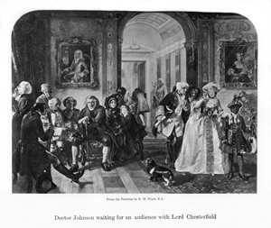 Doktor Johnson venter på audiens hos Lord Chesterfield, 1800-tallet af Unbekannt