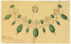 Tegning, design til halskæde med brasilianske biller af Unbekannt