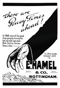 E. Hamel & Co.-annonce - Der er travle tider forude!, 1919 af Unbekannt