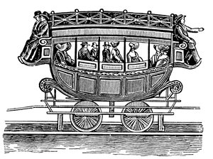 Tidlig amerikansk jernbanevogn adopteret fra vejtransport af Unbekannt