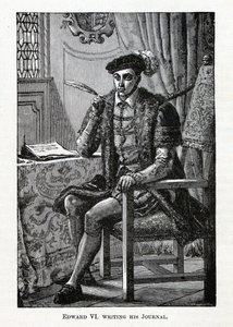 Edward VI skriver sin Journal, 1882 af Unbekannt