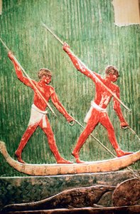Egyptisk malet relief af en flodhestjagt af Unbekannt