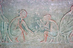 Egyptisk relief, der viser skomagere, 1300-tallet f.Kr af Unbekannt