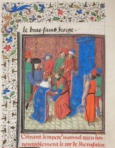 Kejser Manuel I Komnenos mødes med kong Amalric I af Jerusalem. Miniature fra Historia af Vilhelm af Tyrus, 1460
