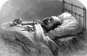 Kejser Napoleon III af Frankrig på sit dødsleje, 1873. af Unbekannt