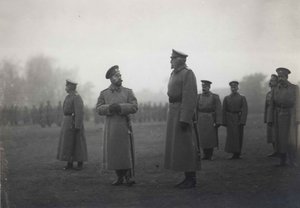 Kejser Nicholas II og storhertug Nikolai Nikolaevich ved Baranovichi, september 1914, 1914 af Unbekannt