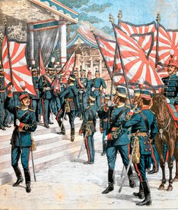 Kejser af Japan præsenterer farver til japanske regimenter, 1904 af Unbekannt