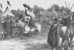 Engelsk lystigheder i det 14. århundrede: tilting at the quintain, 1905. af Unbekannt
