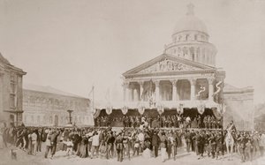 Indrullering af frivillige til Nationalgarden, Place du Pantheon, Paris, 1870-1871 af Unbekannt