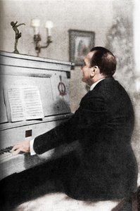 Enrico Caruso - Italiens berømte tenor ved klaveret, c1925 af Unbekannt