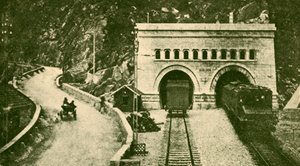 Indgangen til Simplon Tunnel 12 12 Miles Long, der forbinder Schweiz og Italien, c1930. af Unbekannt