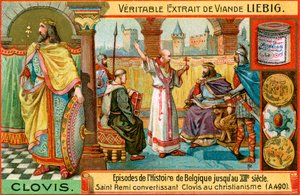 Episoder i Belgiens historie frem til det 13. århundrede: Kong Clovis I, ca. 1900 af Unbekannt