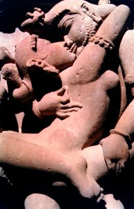 Erotisk skulptur, hinduistisk tempel, Khajuraho, Indien, 950 - 1050