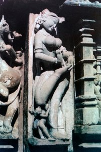 Erotisk skulptur, Khajuraho, Indien. c950-1050. 20. århundrede