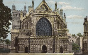 Exeter Cathedral, West Front (farvefoto) af Unbekannt