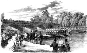 Eksperimenter med kaptajn Fowkes pontonbro på Serpentine, Hyde Park, London, 1860 af Unbekannt