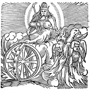 Ezekiels syn af vogn på himlen, c614 f.Kr af Unbekannt