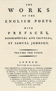 Faksimile-titelside af den første udgave af The Works of the English Poets, indeholdende Johnsons af Unbekannt