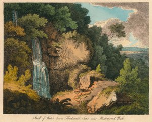 Vandfald ned ad Hudswell Scar, nær Richmond, York, 1800-tallet af Unbekannt