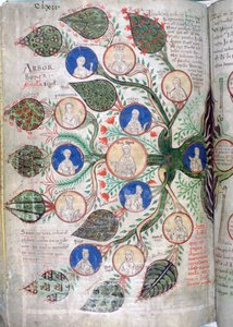 Stamtræ, en side fra Liber Floridus, 1100-tallet af Unbekannt
