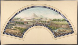 Viftedesign med Vesuv, 1800-tallet. af Unbekannt