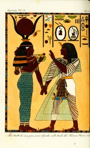 Figur af den egyptiske gudinde Hathor med kong Seti I fra hans grav i Theben, opdaget af Giovanni Battista Belzoni af Unbekannt