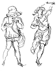 Figurer designet af Inigo Jones til masken, 1893 af Unbekannt