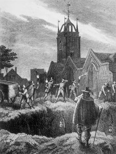 Fylde en massegrav om natten under pesten i London, c1665 af Unbekannt