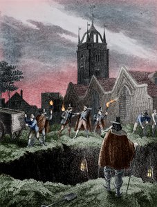 Fylde en massegrav om natten under pesten i London, c1665 af Unbekannt