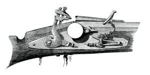 Firelock eller snapphance fra Haddon Hall, Derbyshire, c1620, c1880 af Unbekannt