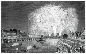 Fyrværkeri på broen, Paris, 1754, 1885 af Unbekannt