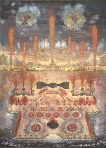 Fyrværkeri og belysning den 16. juni 1744 i Moskva, midten af det 18. århundrede. af Unbekannt