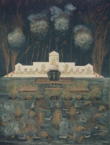 Fyrværkeri og belysning i anledning af Abo-traktaten den 15. september 1743, midt i det 18. årh. af Unbekannt