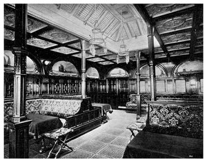 Førsteklasses rygerum om bord på P&O-dampskibet SS India, 1901 af Unbekannt