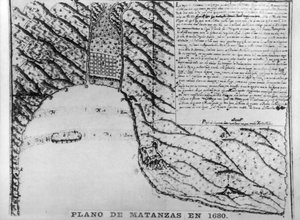 Første tegninger af Matanzas, 1680, 1920