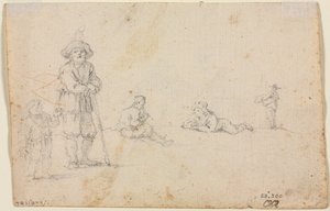 Fem figurstudier, 1600-tallet. af Unbekannt