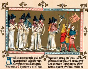 Flagellanter i den hollandske by Tournai Doornik, 1349 af Unbekannt