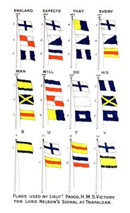 Flag brugt til Nelsons berømte signal ved slaget ved Trafalgar, 1805 af Unbekannt