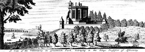 Flamsteed House i Greenwich Park, London, slutningen af det 17. århundrede af Unbekannt