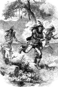 Indfødte amerikaners flugt efter en massakre på bosættere, c1600-tallet c1880 af Unbekannt