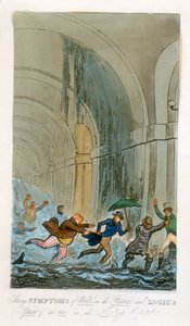 Oversvømmelse under udgravningen af Thames Tunnel, London, 1828 af Unbekannt