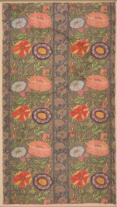 Blomsterstribet silke på gylden bund, 1600-1650. af Unbekannt