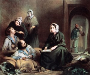 Florence Nightingale, britisk sygeplejerske og hospitalsreformator, på Scutari Hospital, Tyrkiet, 1855 af Unbekannt