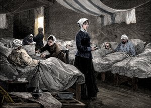 Florence Nightingale på kasernehospitalet i Scutari, c1880 af Unbekannt