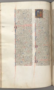 Fol. 227v, Salme 80, historisk initial E, David slår et klokkespil af helvede, ca. 1275-1300. af Unbekannt