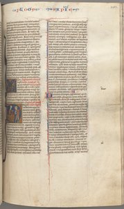 Fol. 251 r, Visdom, historisk initial D, Salomon instruerer en soldat, ca. 1275-1300. af Unbekannt